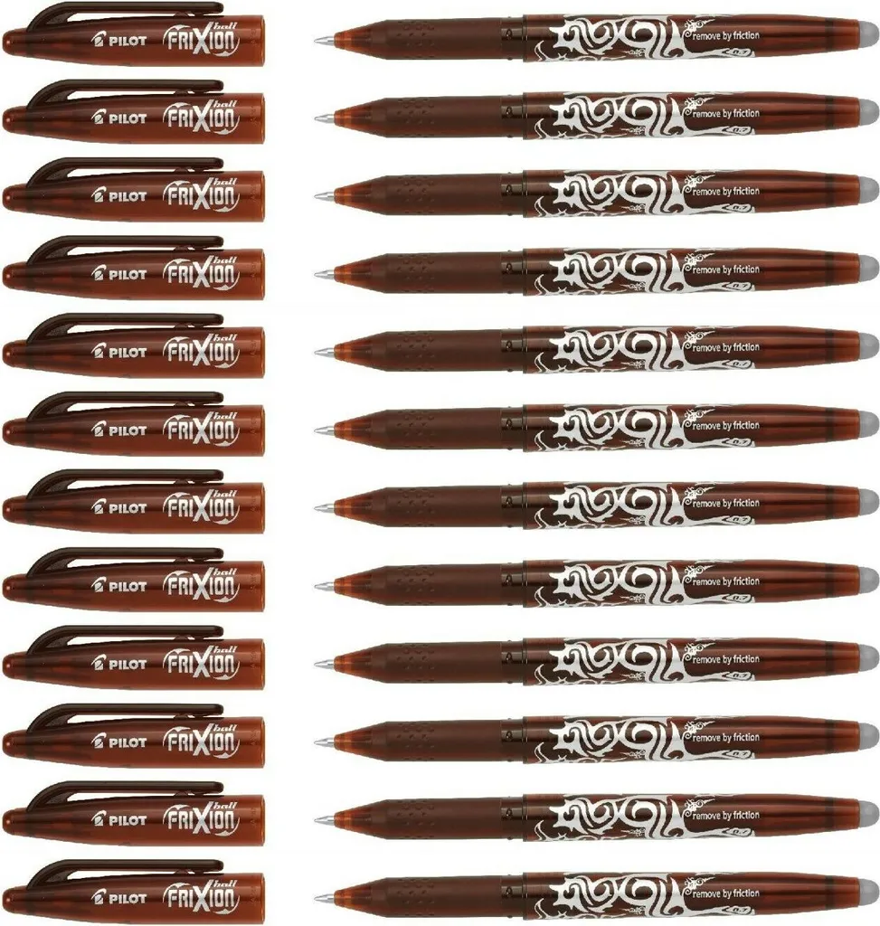 Roller Frixion 0.7 pointe moyenne brun : boîte de 12 stylos à encre gel Pilot