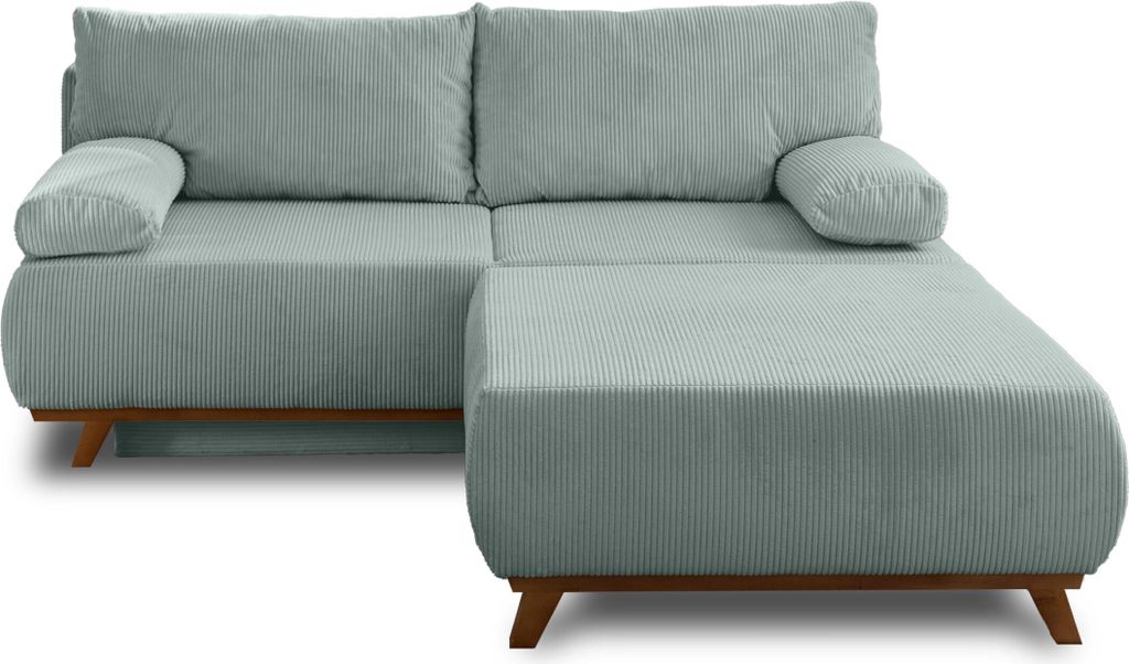 Best Möbel Cristal - 3-Sitzer Sofa - Schlaffunktion und Bettkasten und großer Sitzsack - Cord , Blau