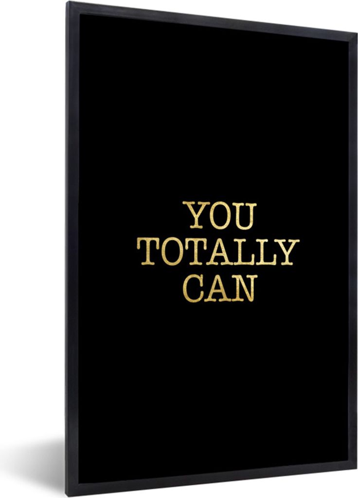MuchoWow Gerahmtes Poster Zitate - Motivation - Gold - Schwarz 40x60 cm - Poster mit Schwarzem Bilderrahmen Wandposter Rahmen Foto Bilder - Papie...
