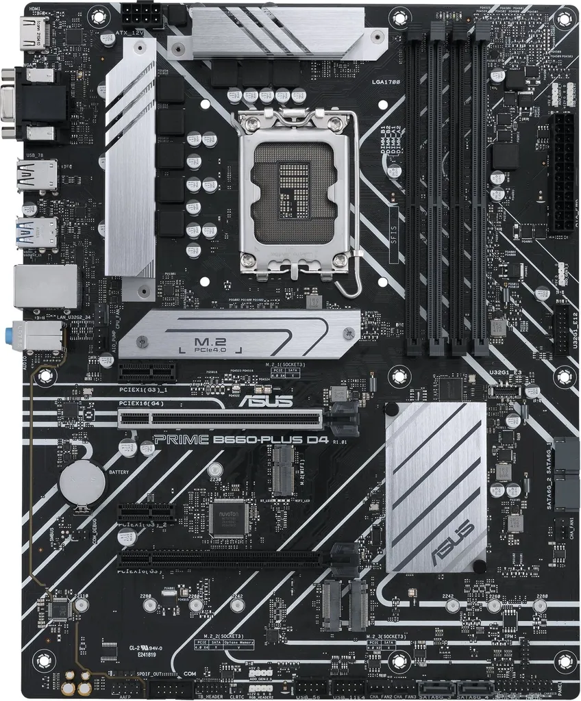 ASUS PRIME B660-PLUS D4 avec PCIe 4.0 et Slots M.2 Carte Mère ATX