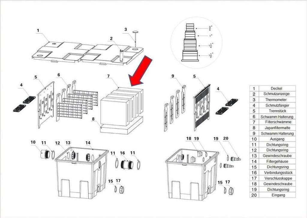 Ersatzteil 'Filterschwamm GROB' PART 7 - Kammerfilter CBF-350