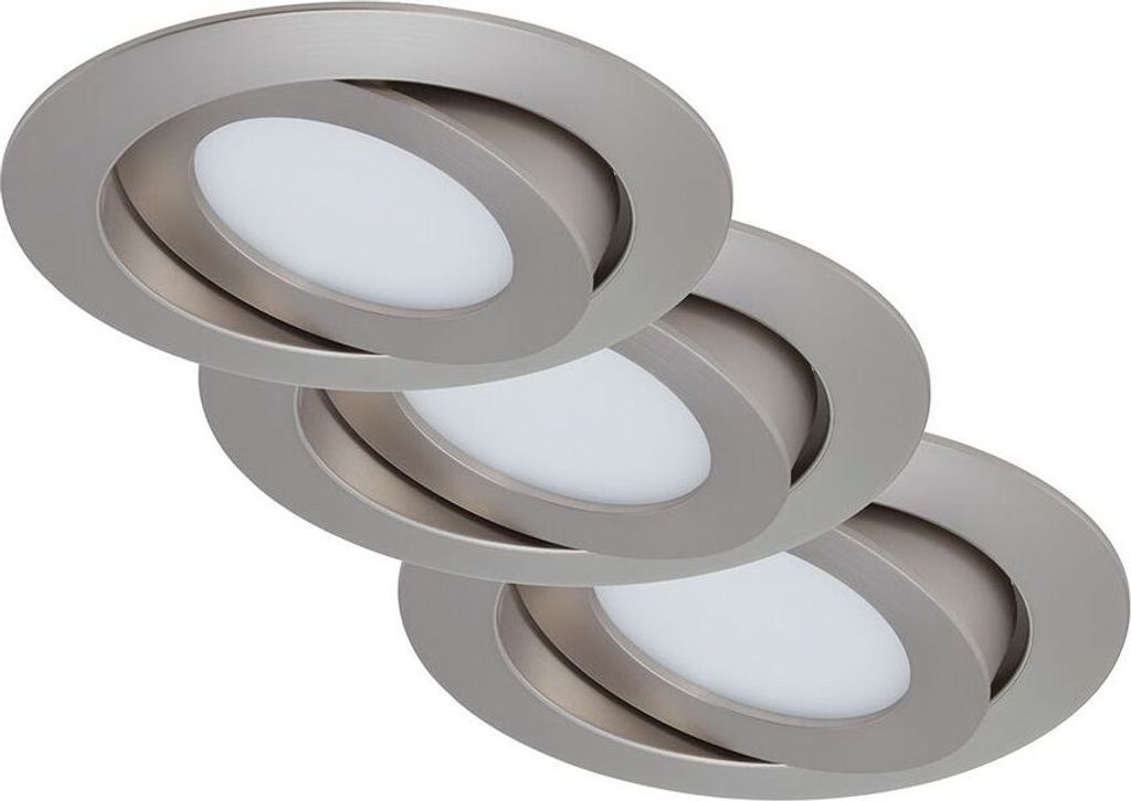set di 3 luci LED da incasso, Ø 10,6 cm, 4,8 W, nichel Immagine del prodotto 
