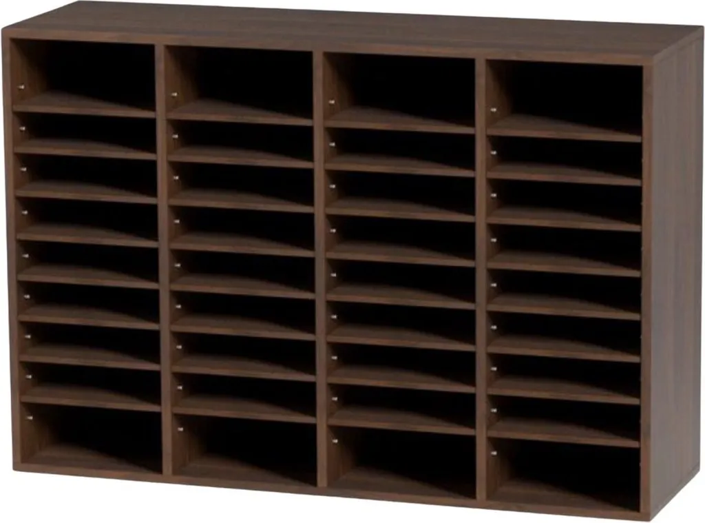 Casier de tri courrier 36 compartiments A4 en bois marron vintage MDF