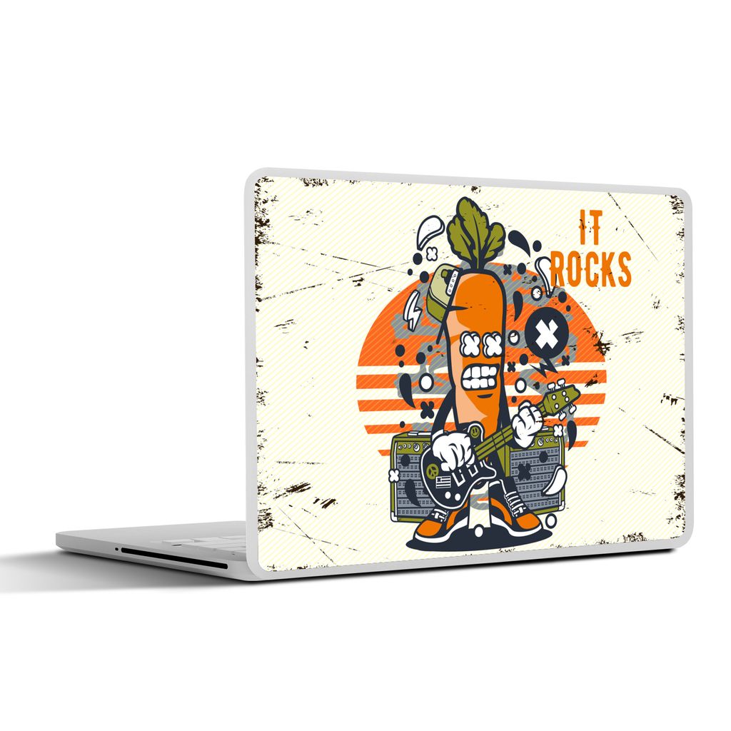 MuchoWow Laptop Aufkleber Sticker Cover Karotte - Gitarre - Vintage 25x18 cm - Laptop-Deko