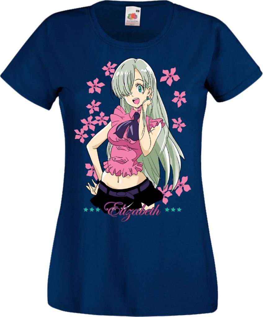 Damen T-Shirt Manga Anime The Seven Anime Deadly Manga Sins Elizabeth Liones Elizabeth Liones, Lady M / Dunkelblau