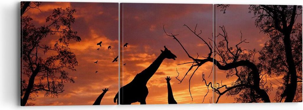 Bild auf Leinwand - Leinwandbild - Giraffe Afrika Sonne Safari - 90x30cm - Wand Bild - Wanddeko - Leinwanddruck - Bilder - Kunstdruck - Wanddekorat...