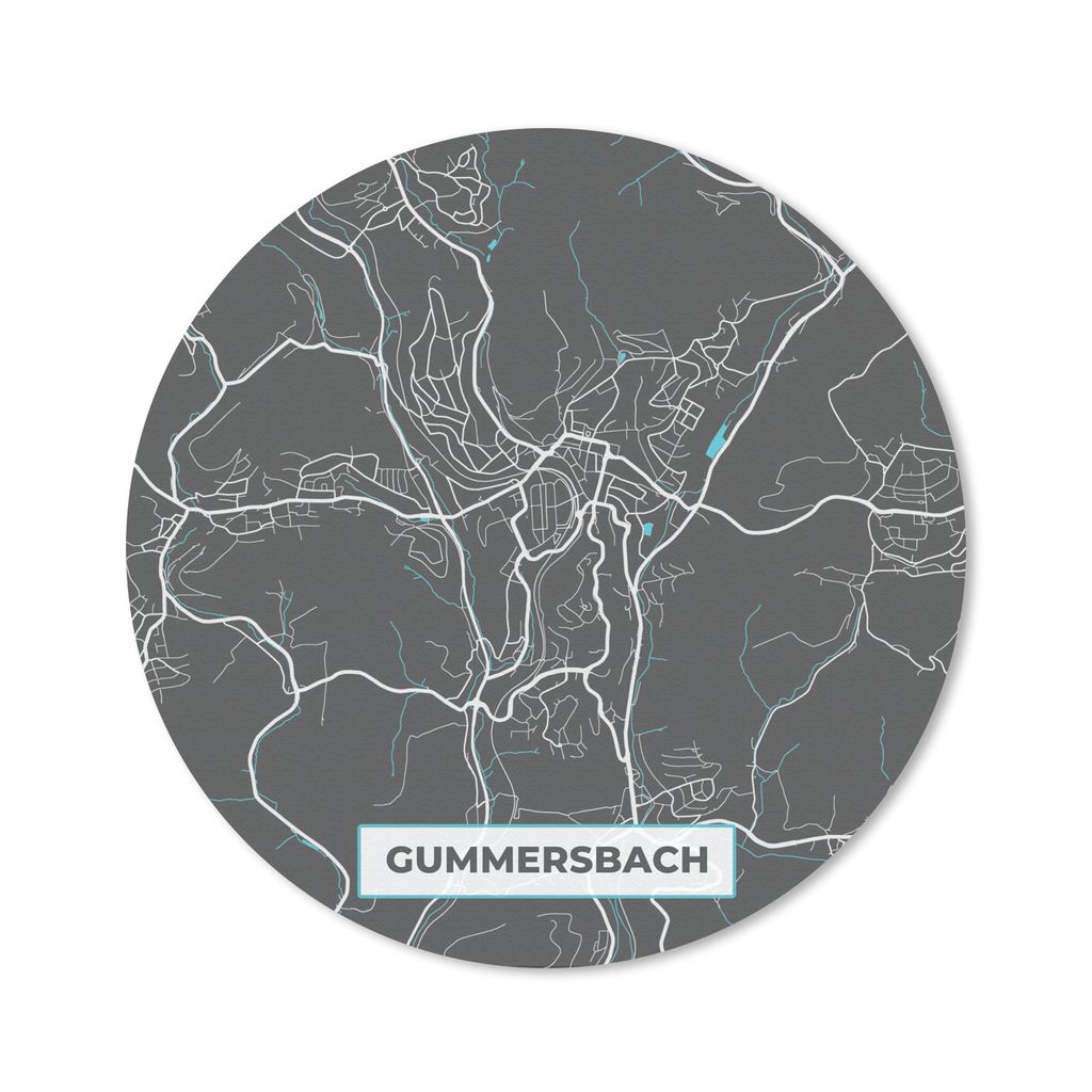 MuchoWow Mauspad Mousepad Deutschland - Blau - Gummersbach - Stadtplan - Karte 20x20 cm - Mousepads - Maus Mat - Pad - Mausunterlage - Schreibtis...