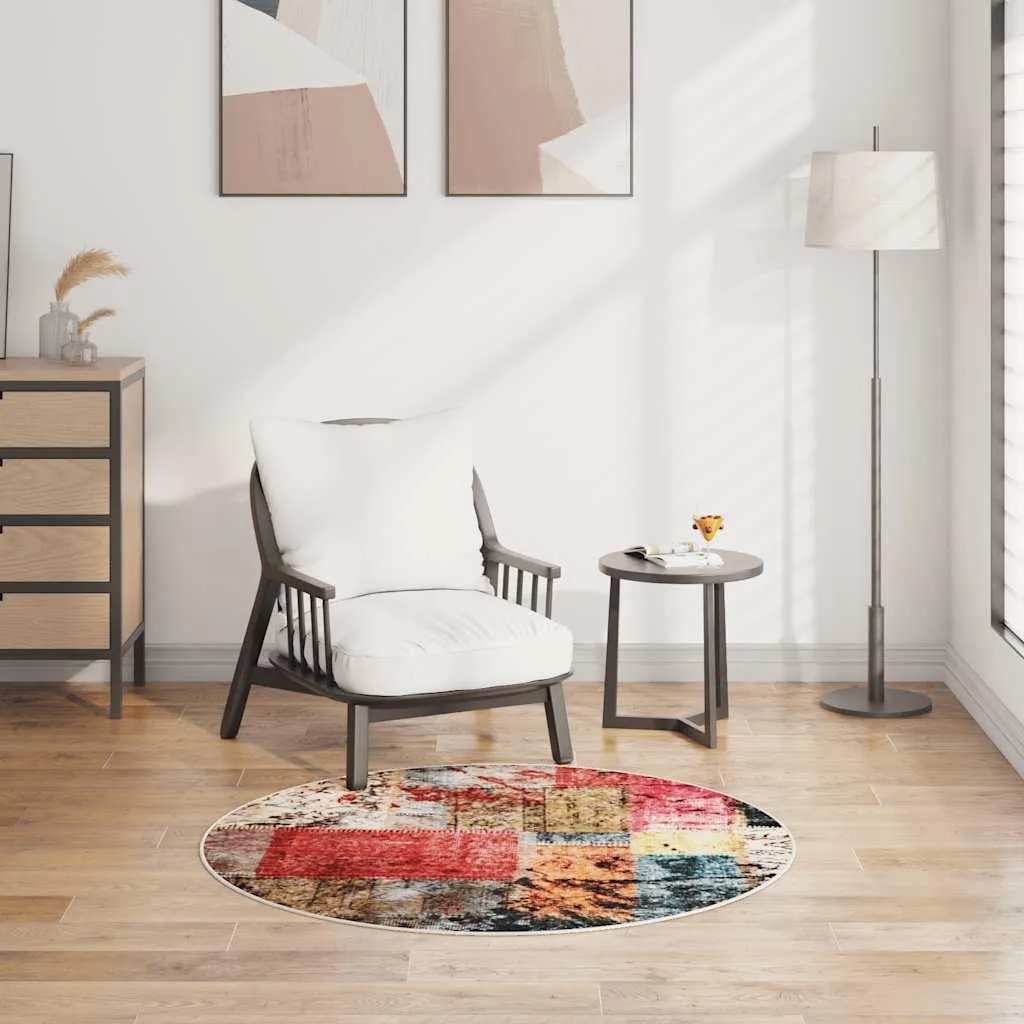 Tapis Patchwork Lavable 120 cm : Fini les Taches et les Glissades au Sol