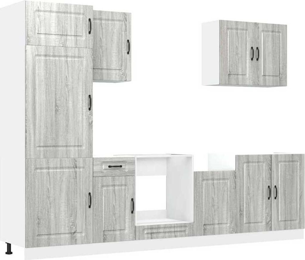 7-tlg. Küchenschrank-Set Kalmar Grau Sonoma Holzwerkstoff