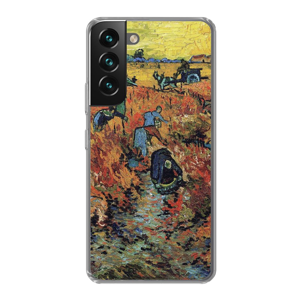 MuchoWow Handyhülle Schutzhülle Hülle für Samsung Galaxy S22 Plus Der rote Weinberg - Vincent van Gogh Silikon Softcase Handy Hülle - Schutz...
