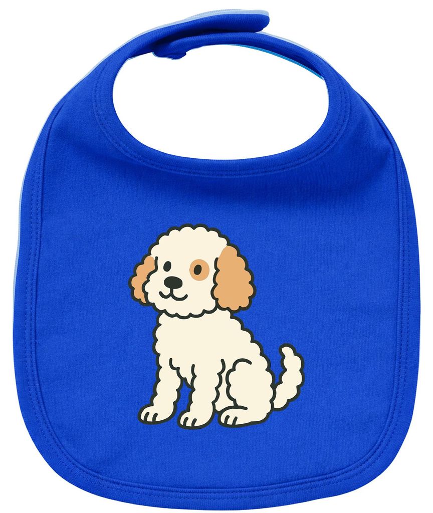 Huuraa Baby Lätzchen Cavapoo Comic Caviepoo Royal Blue Klettverschluss Baumwolle Latz Geschenkidee