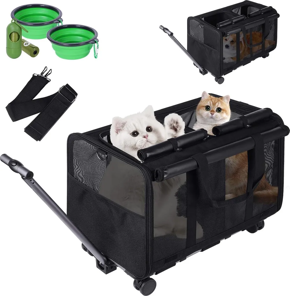 Sac à dos trolley gris pour grands chats et chiens - Voyage et confort