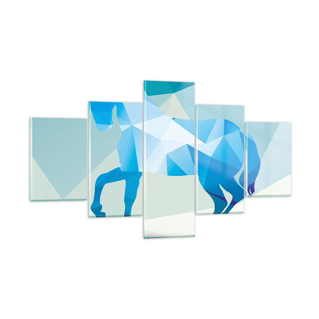 Bilder auf glas - Pferd Illustration modern Grafik - 125x70cm - Glasbilder - Wandbilder - Kunstdruck - zum Aufhängen bereit - Wanddekoration aus G...