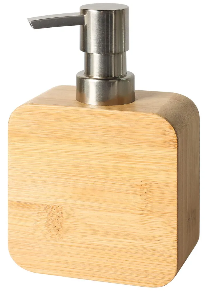 Kit distributeur de savon mains en bambou pour évier de cuisine et bain