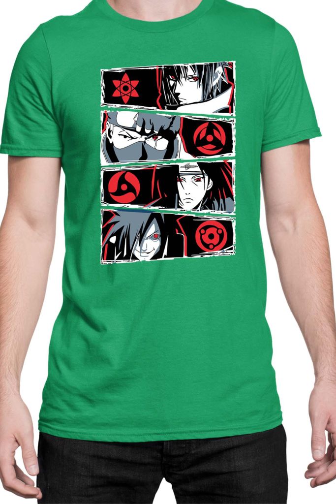 Herren T-Shirt Naruto Sharingan Users, Man XL / Grün
