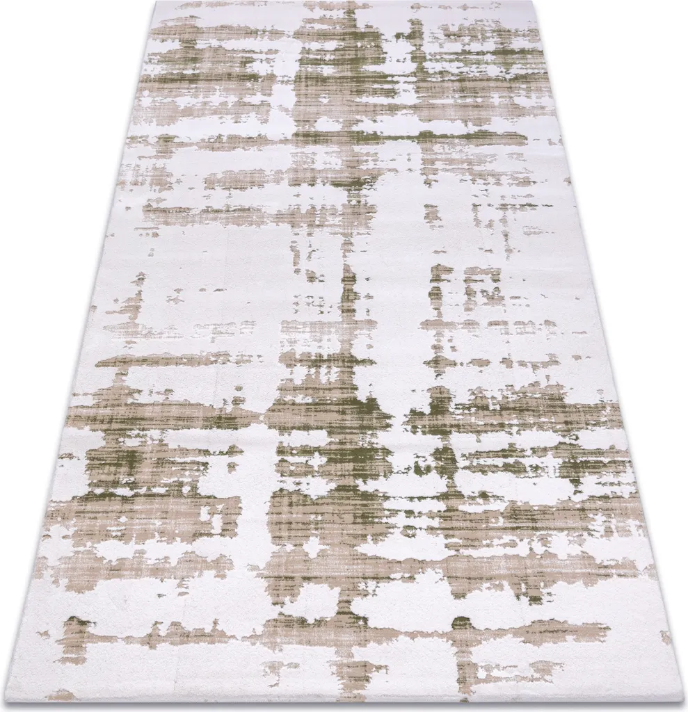 Tapis robuste vert et beige 80x150 cm acrylique - Facile d'entretien