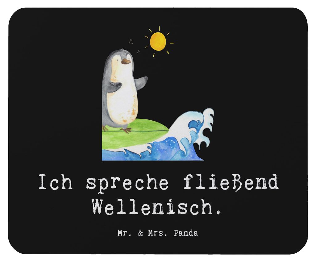 Mr. & Mrs. Panda Mousepad Fließend Surfen - Schwarz - Geschenk, Sportart, Sportler Geschenke, pc, Abenteuer, Teamsport, Mouse Pad, Mauspad, mousem...