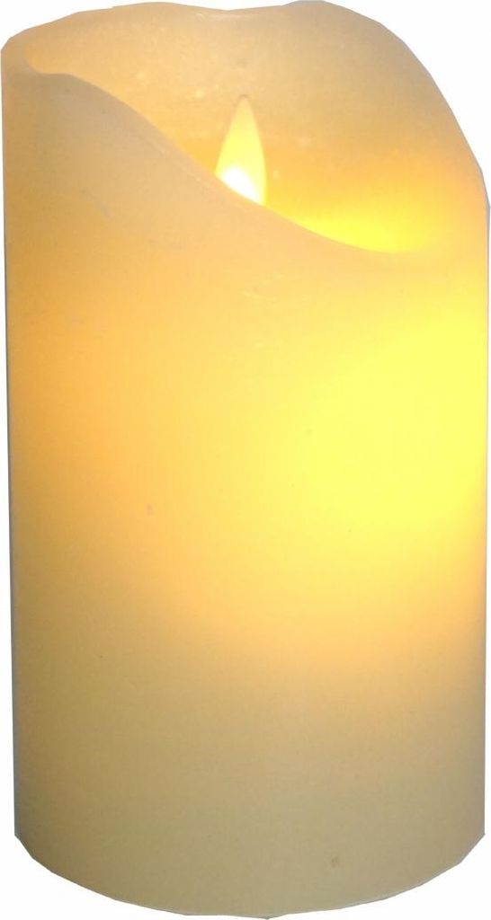 LED Stumpenkerze 12,5 cm creme / elfenbein mit Timer mit echtem Flammen Effekt