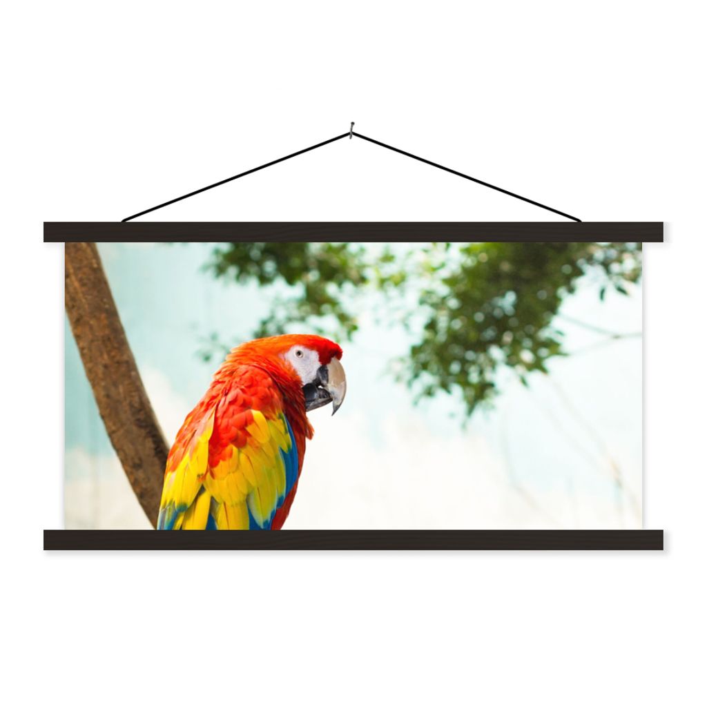 MuchoWow Textilposter Papagei - Vogel - Regenbogen - Tropisch 150x75 cm mit schwarzem Rahmen - Posterleiste