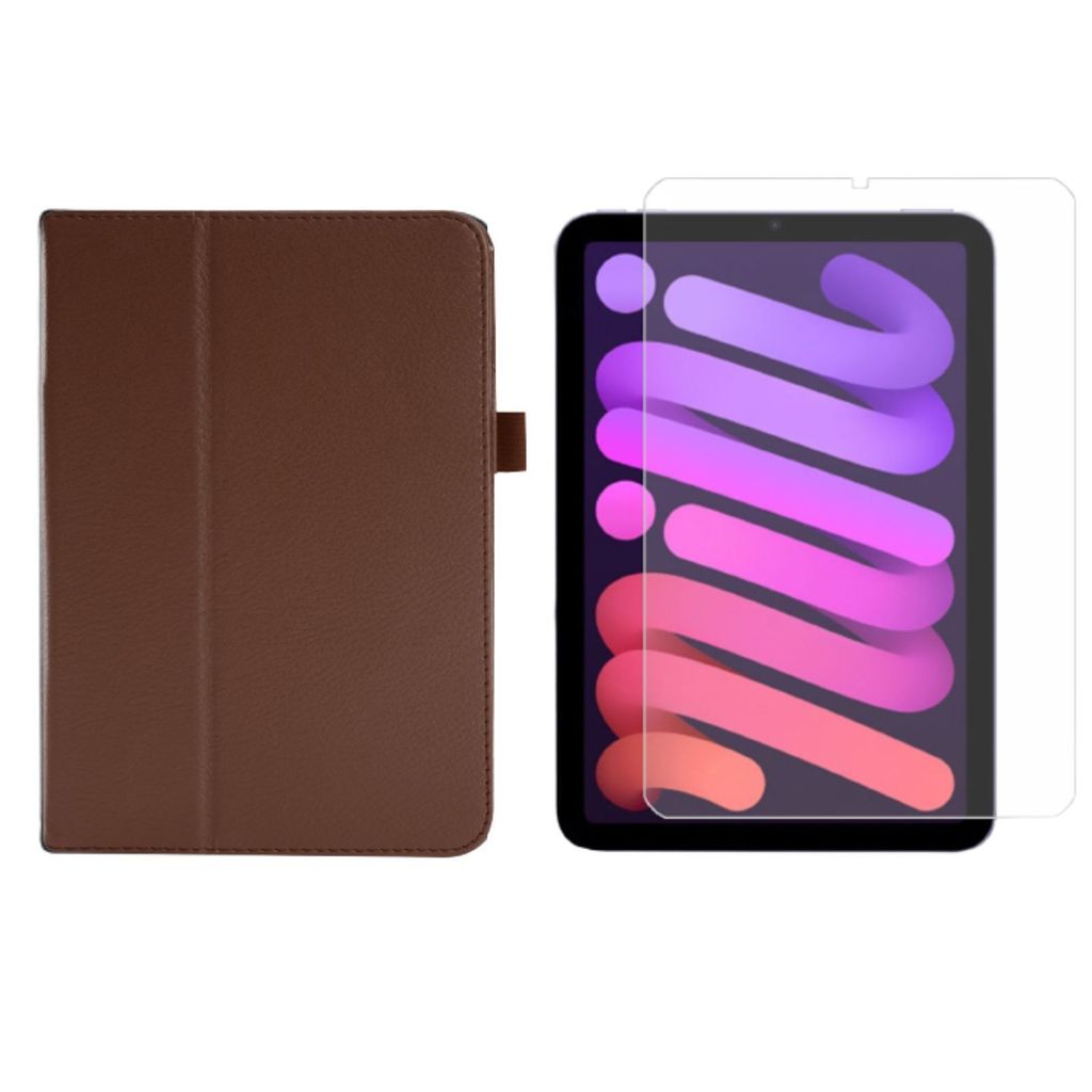 2in1 Tablet Set für Apple IPad Mini 6 2021 8.3 Zoll mit Magnet Cover Auto Sleep/Wake Ruhemodus + Schutzfolie Hülle Smart Case Hartglas