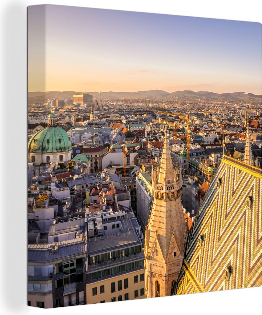 MuchoWow - Leinwandbilder - Stadtbild von Wien in Österreich, Wandbild, Wanddeko Bilder Wohnzimmer, 50x50 cm