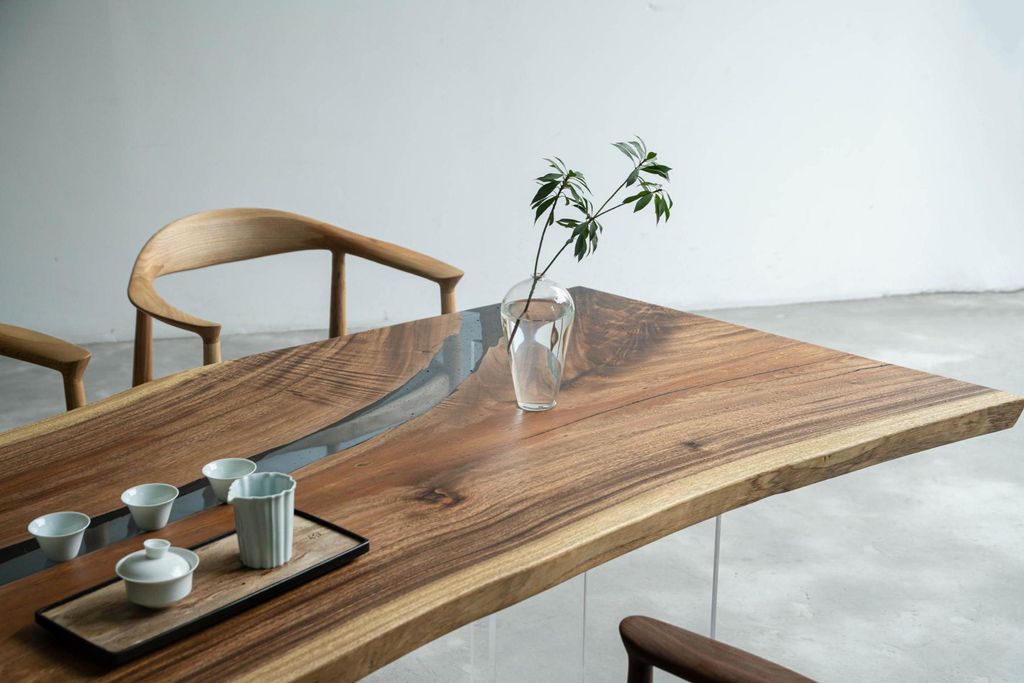 River Table Epoxidharz Couchtisch Massiv Tische 240x100 Flusstisch Echtes Holz