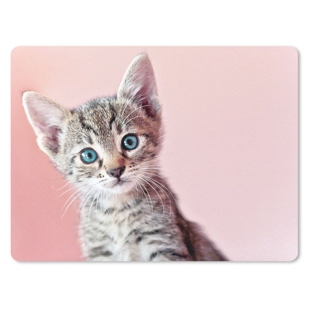 MuchoWow Mauspad Mousepad Kätzchen - Blau - Rosa 40x30 cm - Mousepads - Maus Mat - Pad - Mausunterlage - Anti Rutsch