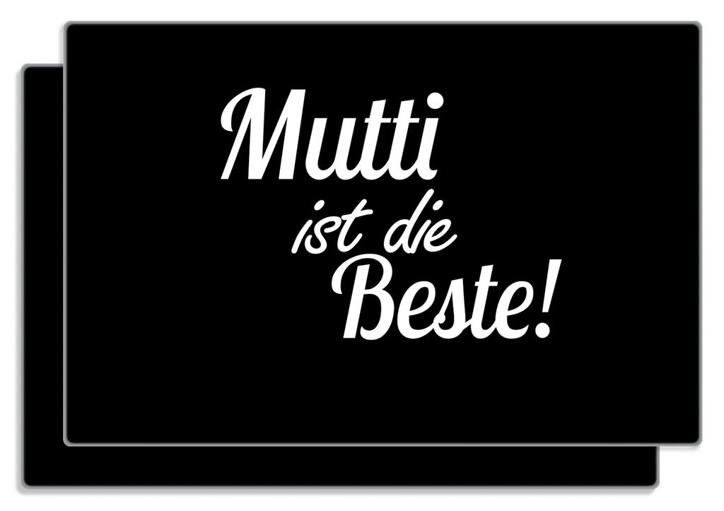 Wallario Frühstücksbrettchen 2er Set aus Glas, je 20 x 30 cm, mit rutschfesten Füßen, Motiv Mutti ist die Beste