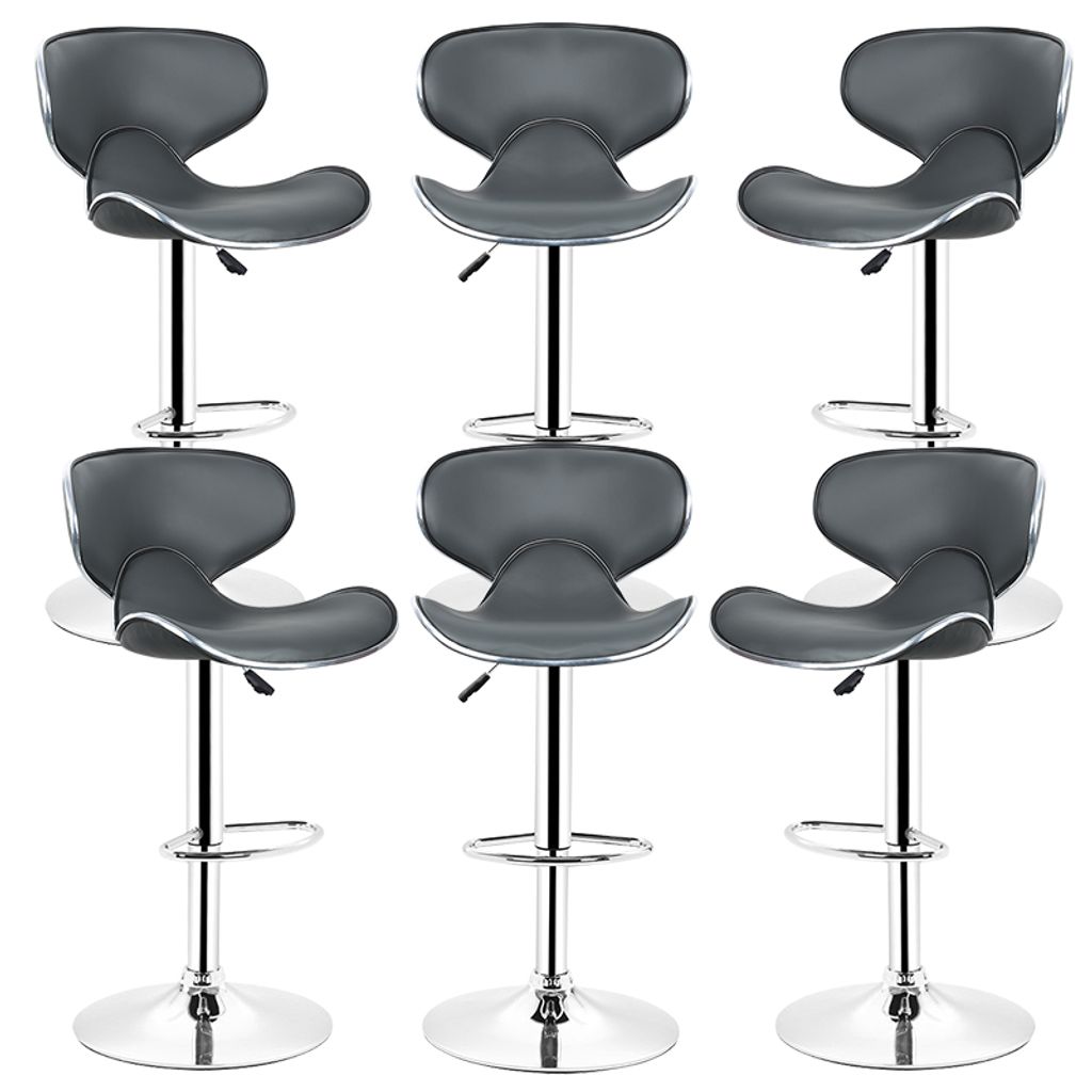 6er Set Barhocker höhenverstellbare Tresenhocker Küchenhocker 360° Drehstuhl mit Rückenlehne Grau