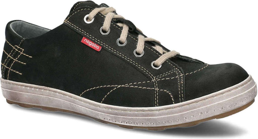 NAGABA Sneaker Herren Halbschuhe Echtleder für Herbst Frühling Schwarz, 44