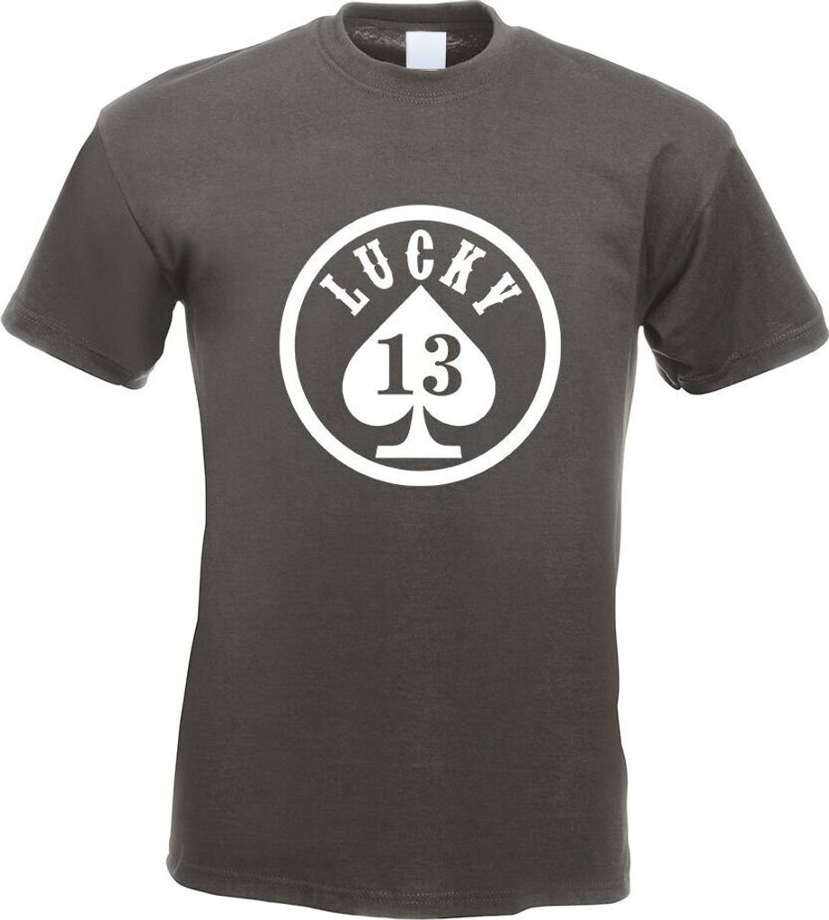 Kiwistar - T-Shirt - Graphit - Lucky 13 Motiv Bedruckt Funshirt Design Print - mit Motiv Bedruckt - Funshirt Design - Sport - Freizeit - Herren - XXL