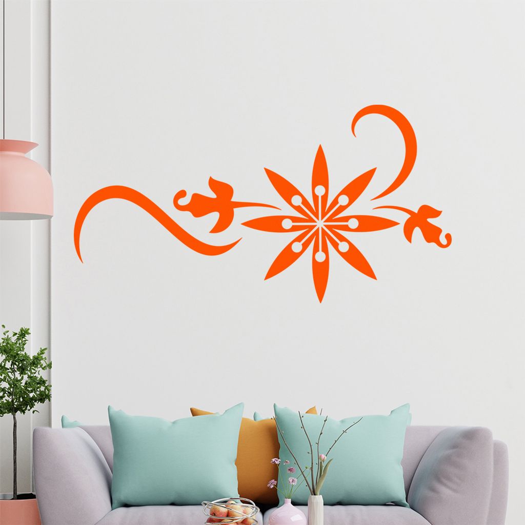 Blume - Linien Wandtattoo in 6 Größen - Wandaufkleber Wall Sticker - Dekoration, Küche, Wohnzimmer, Schlafzimmer, Badezimmer