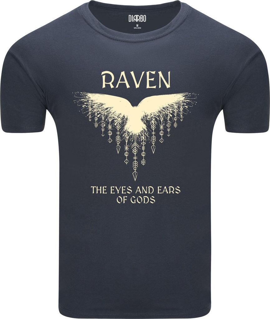 Diarbo Herren T-Shirt mit Wikinger Druck Nordischer Rabe Dunkelgrau Gr.XL