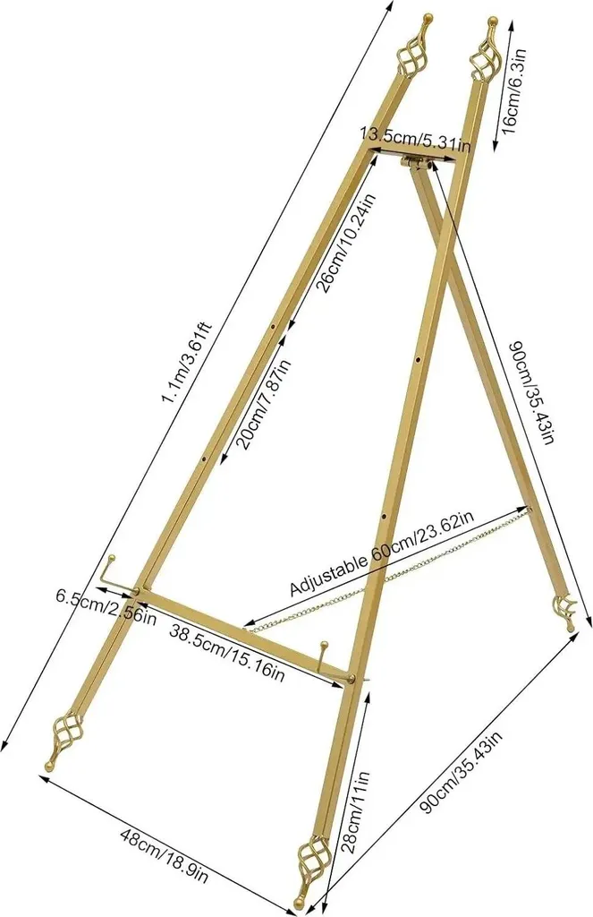 Présentoir de menu et plan de table doré 90 cm pour réception - 4