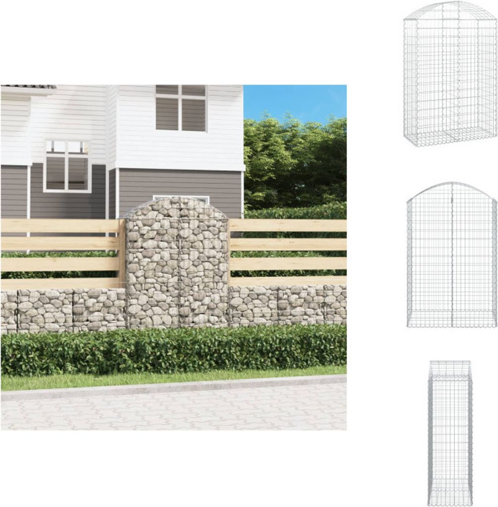 vidaXL Gabione mit Hochbogen 100x50x140/160 cm Verzinktes Eisen - Blumentöpfe & Pflanzgefäße