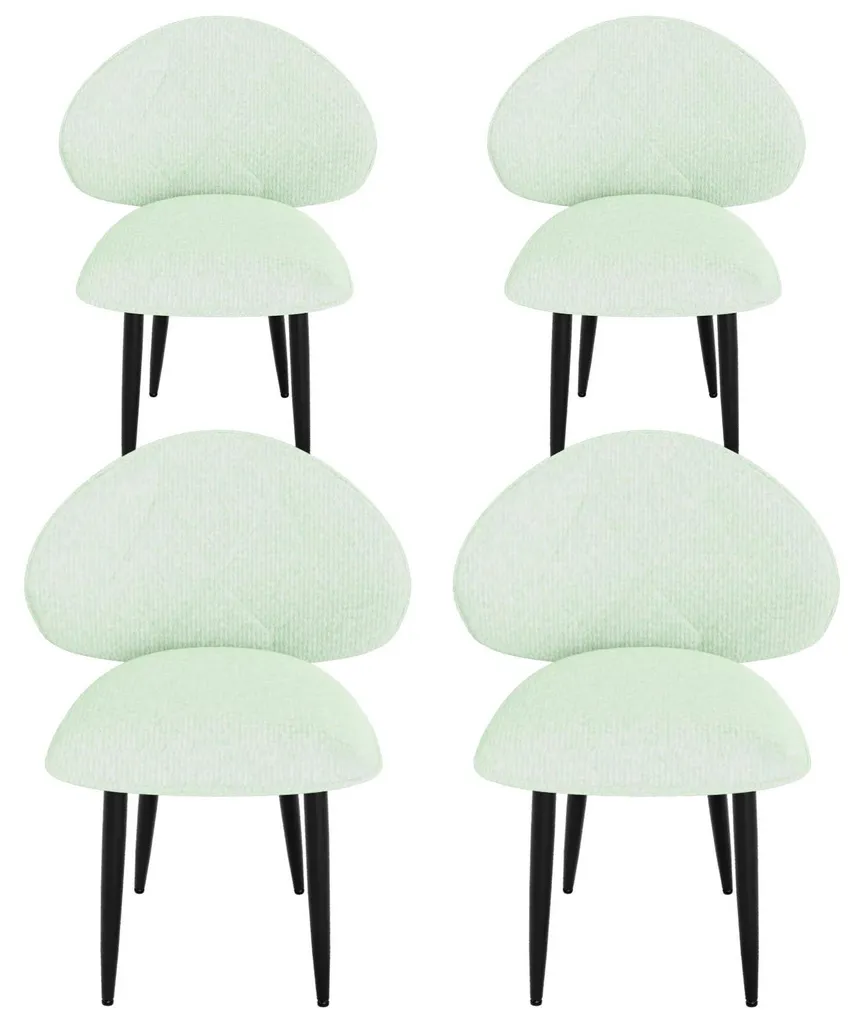 Chaises salle à manger rembourrées en velours vert menthe pied métal