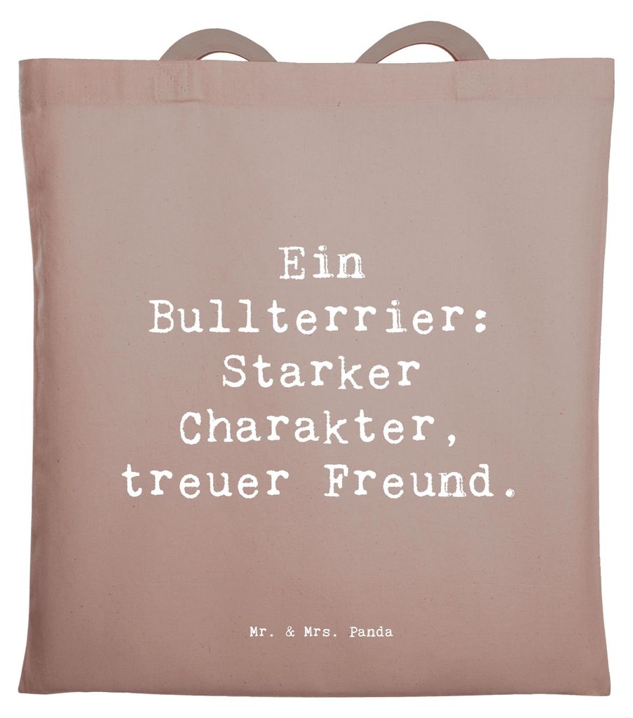 Mr. & Mrs. Panda Shopping Tasche Spruch Bullterrier Freund - Braun Pastell - Geschenk, Hunde, Hunderasse, Treue, Tragetasche, Hunderassen, Pflege, ...