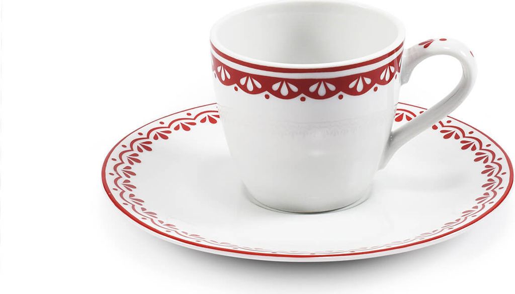 Leander Šálek s podšálkem na espresso, 0,07 l, HyggeLine, červená, Leander, český porcelán