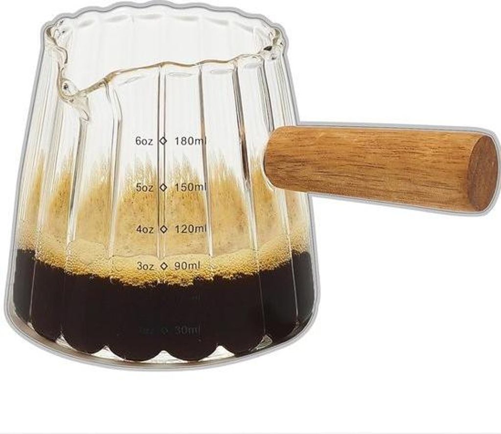 Kaffeetassen – 6 oz – Kaffeetassen mit Henkel – Espresso-Shot-Tasse – Espresso-Shot-Glas – mit V-förmiger Öffnung, geripptem Milchaufsc...