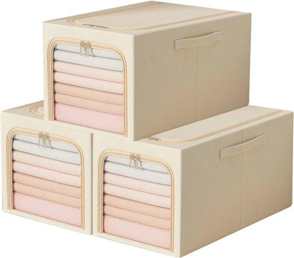 Gagnez de la place : lot de 3 boîtes rangement 90L pliables pour textiles