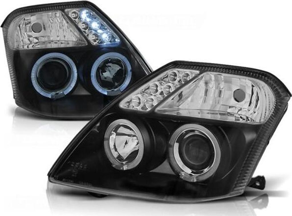 LED Angel Eyes Scheinwerfer passend für Citroen C2 03-10 schwarz