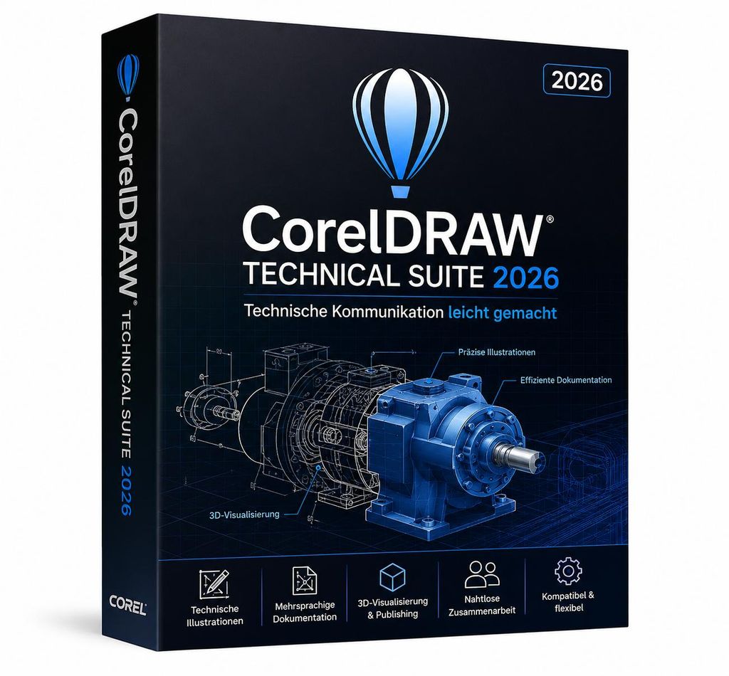 CoreDRAW Technical Suite 2026 / Vollversion / Windows Produktbild  KI-generiertes Bild