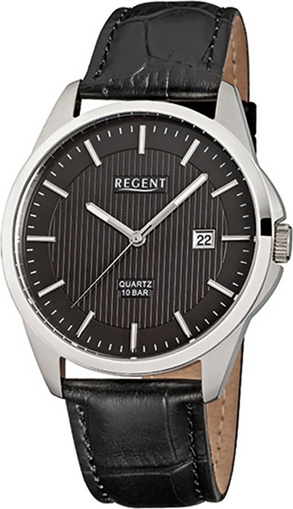 Regent Leder Herren Uhr F-914 Quarzuhr Armband schwarz D2URF914