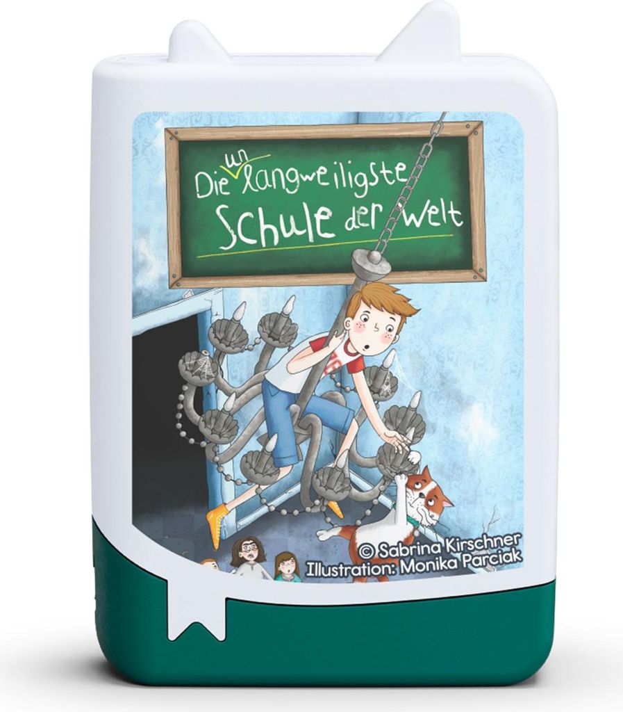 A book Tonie figure with a book cover illustration on its front.