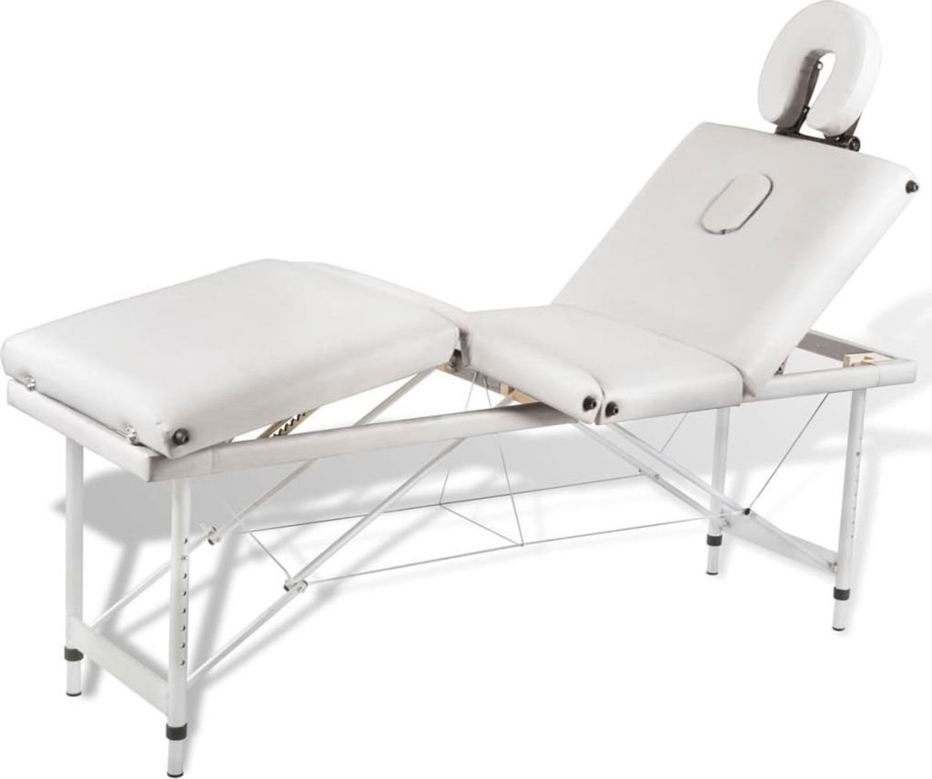 Massagetisch mit Aluminiumrahmen, faltbar 4 Zonen Creme-Weiß