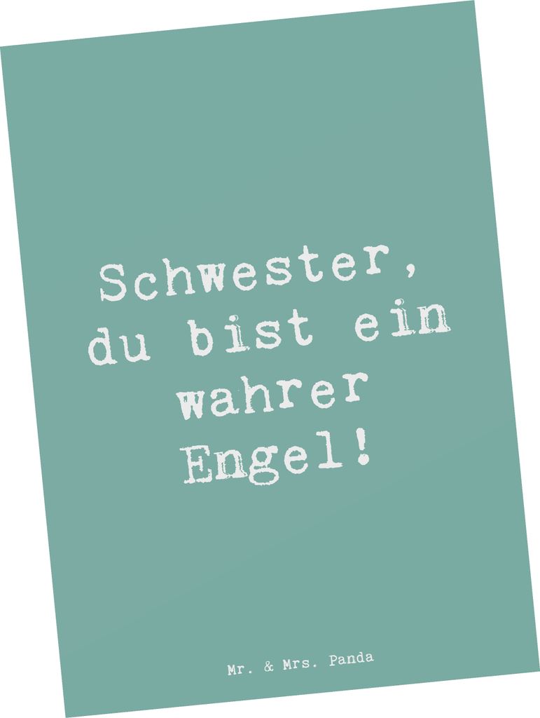 Mr. & Mrs. Panda Postkarte Spruch Schwester Engel - Meeresbrise - Geschenk, Ansichtskarten, Beziehung, Bedanken, Ansichtskarte, Danke sagen, Gesche...