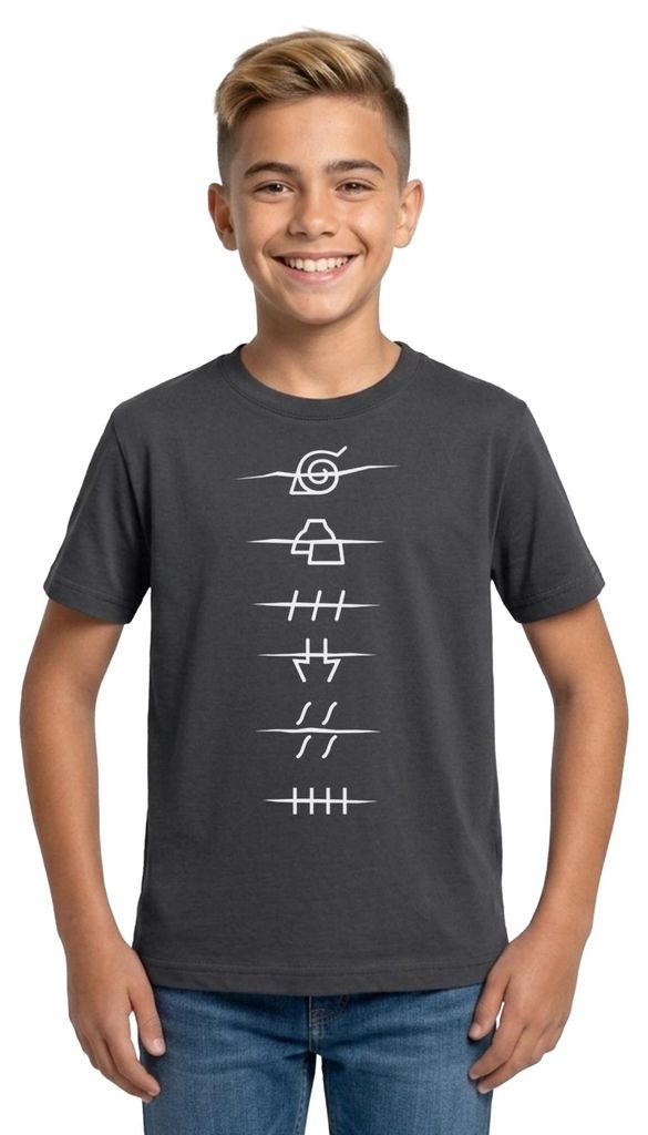 Spreadshirt Naruto Shippuden Anti-Symbole Der Akatsuki Teenager T-Shirt, 134/146 (9-11 Jahre), Dunkelgrau