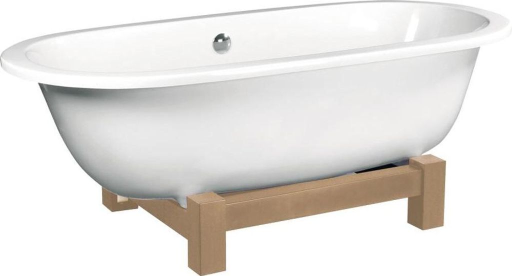 MATRIX W freistehende Badewanne 175 x 80 x 46 cm, Holzgestell Eiche hell