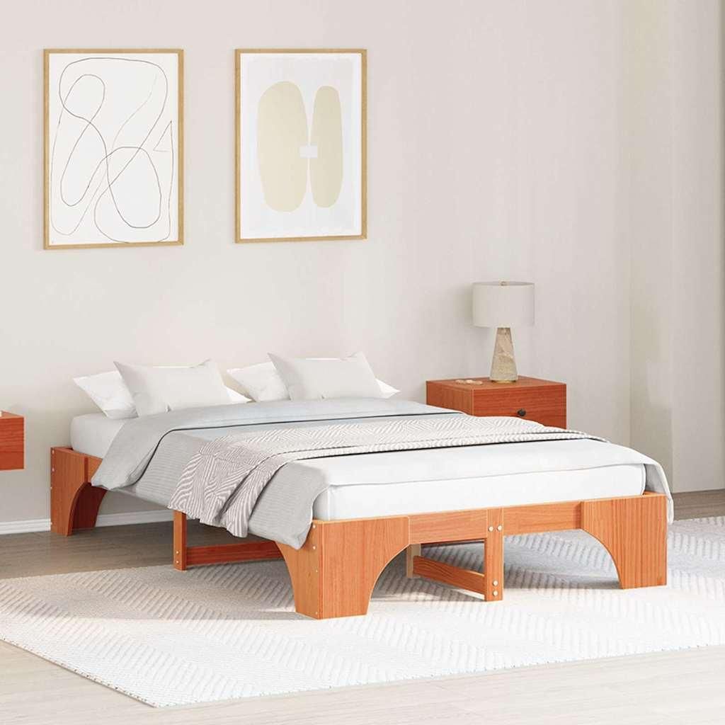 Maison Exclusive - Bettrahmen Wachsbraun 120 x 200 cm Massives Kiefernholz