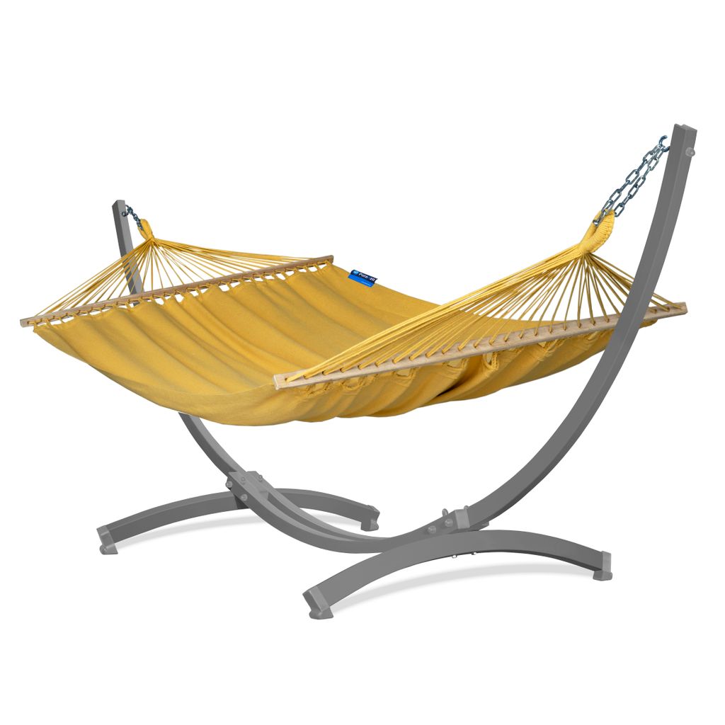 Potenza Outdoor Stabhängematte Hängematte mit Gestell für 2 Personen I 100% Baumwolle Merida Doppelhängematte XXL 215x160, 200kg I Verzinkter H...